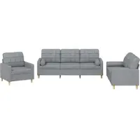 vidaXL Ensemble de canapés 3 pièces avec coussins Tissu gris clair