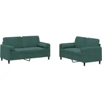 vidaXL Ensemble de canapés 2 pièces avec coussins vert foncé velours