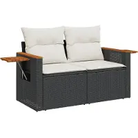 vidaXL Salon de jardin 5 pcs avec coussins noir résine tressée