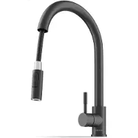 Nevana Robinet de cuisine avec bec extractible - Noir - inox