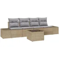 vidaXL Ensemble de salon de jardin , 5 pièces, en résine tressée beige et gris