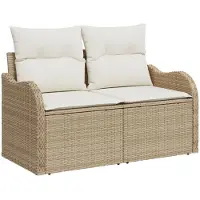vidaXL Ensemble de canapé de jardin avec coussins avec coussins 9 pcs Beige Poly Rattan