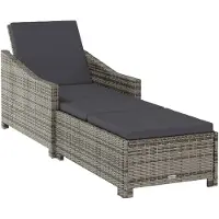 vidaXL Bain de soleil avec revêtement gris foncé Poly Rattan Gris