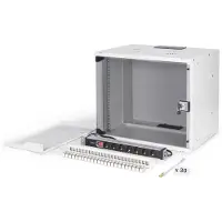 Digitus Kit réseau 19", coffret mural 9U et accessoires, gr SOHO PRO version (9 HE, Rack 19 pouces), Armoire serveur, Gris