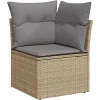 vidaXL Ensemble de 12 canapés de jardin avec coussins Beige Poly Rattan