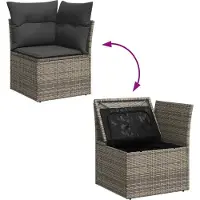 vidaXL Ensemble de canapés de jardin , 9 pièces, gris, en résine tressée (type polyrotin), pour 5 personnes