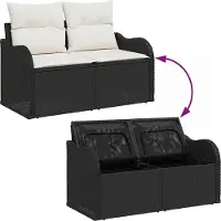 vidaXL Ensemble de canapés de jardin , 9 pièces, 8 places, noir, en résine tressée