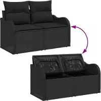 vidaXL Ensemble de canapés de jardin avec coussins (7 pièces), en rotin synthétique noir