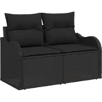 vidaXL Ensemble de salon de jardin , 7 pièces, 6 places, couleur noire