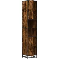 vidaXL Armoire de salle de bain chêne fumé 35x37,5x188,5 cm Bois composite métal