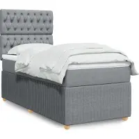 vidaXL Lit boxspring avec matelas gris clair 180x200 cm Tissu