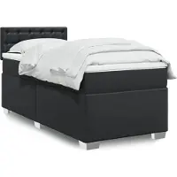 vidaXL Lit boxspring avec matelas noir 90x200 cm similicuir