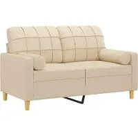 vidaXL Canapé 2 places avec oreillers décoratifs crème 120 cm tissu