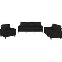 vidaXL Ensemble de canapés 3 pièces avec coussins Tissu noir