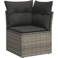 vidaXL Ensemble de salon de jardin 9 pièces avec coussins Gris Poly rotin
