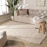 NATURL. Tapis en laine - Feline Blanc/Chiné | 280x380 cm | Rectangulaire | Tissage plat