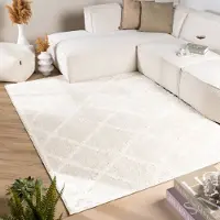 FRAAI Tapis scandinave - Lova Lines Crème | 140x200 cm | Rectangulaire | Pile haute