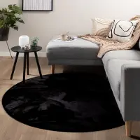 NATURL. Tapis rond à poils courts - Cozy Noir | Ø 120 cm | Rond | Pile courte