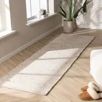 NATURL. Tapis de couloir en laine - Feline Blanc/Chiné | 50x150 cm | Tapis de couloir | Tissage plat