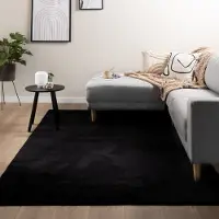 NATURL. Tapis doux à poils courts - Cozy Noir | 130x200 cm | Rectangulaire | Pile courte
