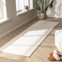 NATURL. Tapis de couloir en laine - Feline Blanc | 70x250 cm | Tapis de couloir | Tissage plat