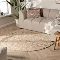 NATURL. Tapis en laine rond - Feline Taupe/Chiné | Ø 280 cm | Rond | Tissage plat