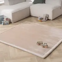 Little Olly Tapis de jeu carré - Jip Beige | 120x120 cm | Carré | Tissage plat