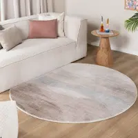 FRAAI Tapis rond moderne - Field Taupe | Ø 160 cm | Rond | Pile courte