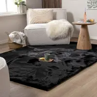 NATURL. Tapis doux à poils longs - Comfy Supreme Noir | 140x200 cm | Rectangulaire | Pile haute