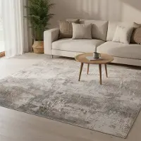 FRAAI Tapis abstrait lavable - Misha Grunge Crème/Gris | 230x330 cm | Rectangulaire | Pile courte