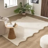 NATURL. Tapis doux à poils longs - Comfy Supreme Wavy Crème | 140x200 cm | Rectangulaire | Pile haute