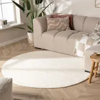 NATURL. Tapis en laine rond - Feline Blanc | Ø 230 cm | Rond | Tissage plat