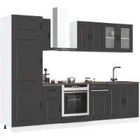 vidaXL Ensemble d'armoires de cuisine Kalmar 8 pièces noir bois composite