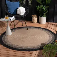 Studio Clarice Tapis d'intérieur et d'extérieur rond - Florence Noir | Ø 120 cm | Rond | Tissage plat