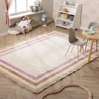 Little Olly Tapis lavable pour enfant - Milo Rose | 140x200 cm | Rectangulaire | Pile courte