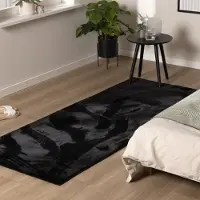 NATURL. Tapis de couloir doux à poils courts - Cozy Noir | 80x250cm | Tapis de couloir | Pile courte