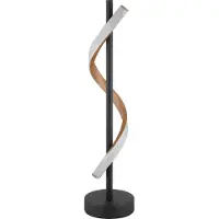 Globo Lampe de table LED, métal, noir mat, aspect bois, H 49,3 cm
