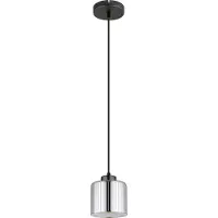 Globo Lampe à suspendre, noir-chrome, verre, chromé, H 120 cm