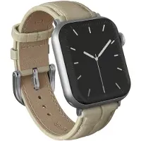 Burga Bracelet en cuir véritable Apple Watch | 38/40/41/42 mm - Buttermelt / Silver