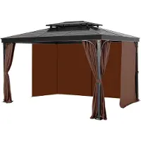Vevor Rideau D'intimité Pour Tonnelle Imperméable Extérieur-Vevor-Rideaux Pour Pergola-281x341x214 Cm-Café