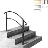 Vevor Rampe d'Escalier pour 3 Marches Extérieures Main Courante Escalier en Fer Forgé