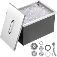 Vevor Bac à Glace Encastrable 43,5 L 558x430x306 mm Boîte Isotherme pour Glace avec Couvercle en Inox Alimentaire Conservateur à Glaçons pour Boissons Bières Fraîches Cuisine Extérieure Bar Domicile