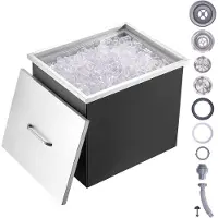 Vevor Bac à Glace Encastrable 77,9 L 532x430x458 mm Boîte Isotherme pour Glace avec Couvercle en Inox Alimentaire Conservateur à Glaçons pour Boissons Bières Fraîches Cuisine Extérieure Bar Domicile