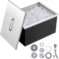 Vevor Bac à Glace Encastrable 30,25 L 508x355x308 mm Boîte Isotherme pour Glace avec Couvercle en Inox Alimentaire Conservateur à Glaçons pour Boissons Bières Fraîches Cuisine Extérieure Bar Domicile