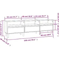 vidaXL Armoire TV gris béton 150x30x44,5 cm Bois composite