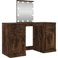 vidaXL Coiffeuse avec lampes LED chêne fumé 130x50x132,5 cm