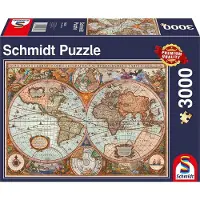 Schmidt Spiele Puzzle Vieille Carte du Monde - 3000 pièces