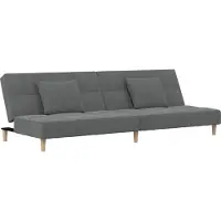 vidaXL Canapé-lit à 2 places avec deux oreillers Gris foncé Tissu