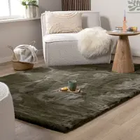 NATURL. Tapis doux à poils longs - Comfy Supreme Vert | 80x150 cm | Rectangulaire | Pile haute