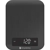 Kitchenbrothers Kitchen scale - Balance de cuisine - Numérique - 1g à 10kg - Piles incluses - Acier inoxydable/Noir Gunmetal